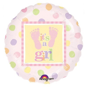 Folieballon Geboorte Meisje Its A Girl Voetjes 45 cm